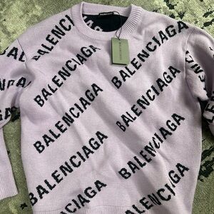 B Purple All Over Logo Sweater